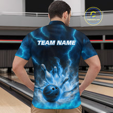 Load image into Gallery viewer, Lightning Blue Bowling Shirts for Women Men Custom Team Bowling Polo &amp; Quarter Zip MBL131