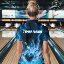 Load image into Gallery viewer, Lightning Blue Bowling Shirts for Women Men Custom Team Bowling Polo &amp; Quarter Zip MBL131