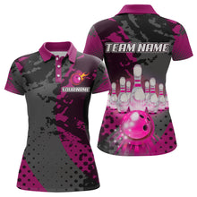 Load image into Gallery viewer, Fire Bowling Shirt Custom Pink Bowling Jersey for Men Women with Team Name MBL63