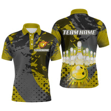Load image into Gallery viewer, Fire Bowling Shirt Custom Yellow Bowling Jersey for Men Women with Team Name MBL63