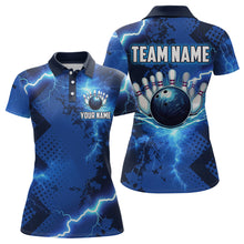 Load image into Gallery viewer, Thunder Lightning Bowling Shirt Blue Bowling Jersey Men Women Team Bowling Shirts MBL64