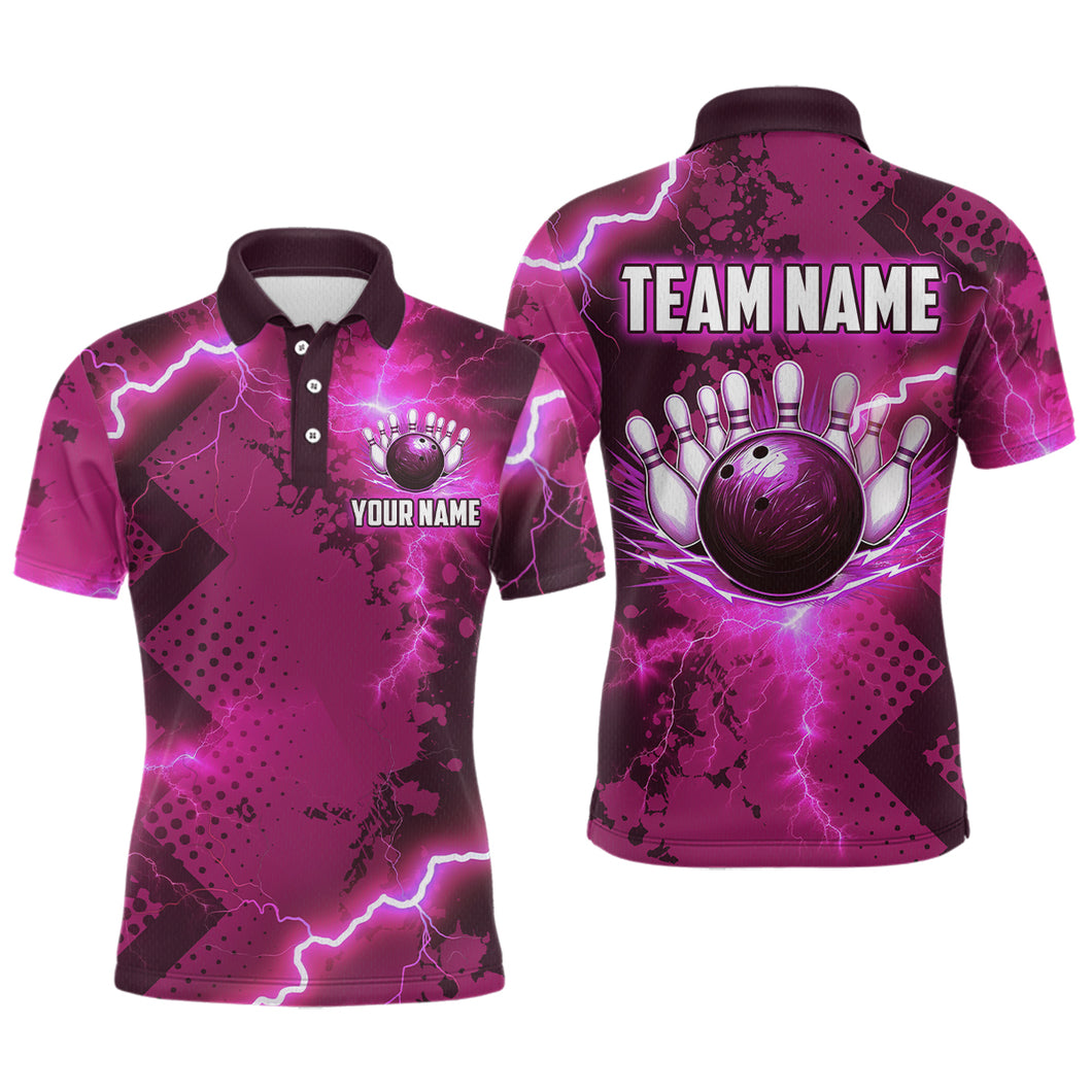 Thunder Lightning Bowling Shirt Pink Bowling Jersey Men Women Team Bowling Shirts MBL64