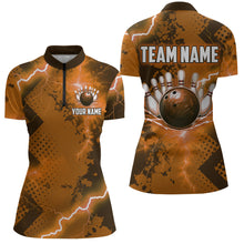Load image into Gallery viewer, Thunder Lightning Bowling Shirt Orange Bowling Jersey Men Women Team Bowling Shirts MBL64