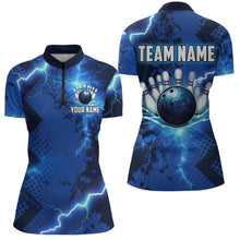 Load image into Gallery viewer, Thunder Lightning Bowling Shirt Blue Bowling Jersey Men Women Team Bowling Shirts MBL64