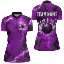 Load image into Gallery viewer, Thunder Lightning Bowling Shirt Purple Bowling Jersey Men Women Team Bowling Shirts MBL64