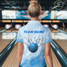 Load image into Gallery viewer, Blue Smoke Bowling Shirts for Women Men Team Custom Bowling Jerseys for Bowlers MBL139