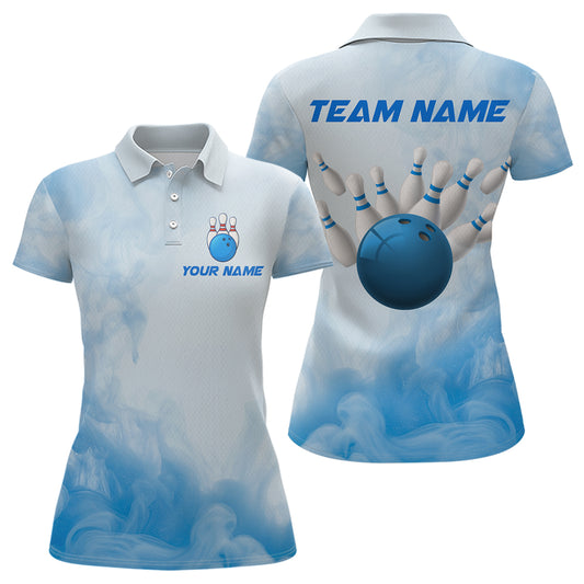 Blue Smoke Bowling Shirts for Women Men Team Custom Bowling Jerseys for Bowlers MBL139