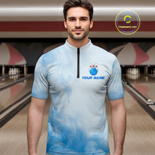 Load image into Gallery viewer, Blue Smoke Bowling Shirts for Women Men Team Custom Bowling Jerseys for Bowlers MBL139