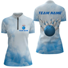 Load image into Gallery viewer, Blue Smoke Bowling Shirts for Women Men Team Custom Bowling Jerseys for Bowlers MBL139