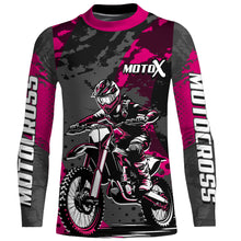 Load image into Gallery viewer, Pink Motocross Racing Jersey For Women Girl Kid Upf30+ MX Off-Road Dirt Bike Shirt XM277