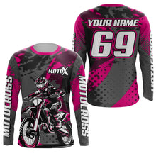 Load image into Gallery viewer, Pink Motocross Racing Jersey For Women Girl Kid Upf30+ MX Off-Road Dirt Bike Shirt XM277