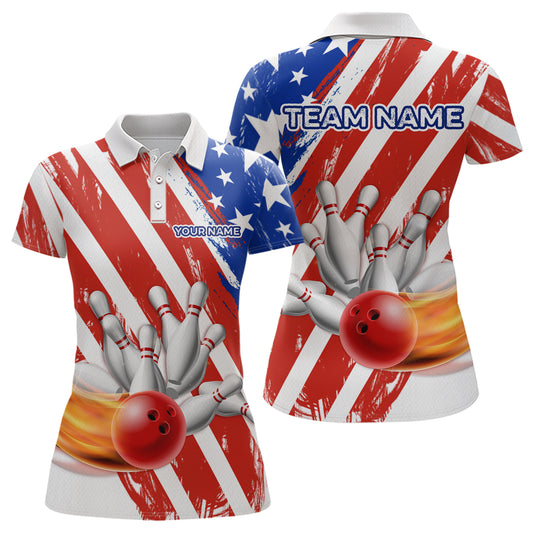 US Patriotic Bowling Shirts for Men Women Team Custom Bowling Polo & Quarter Zip MBL111