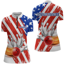Load image into Gallery viewer, US Patriotic Bowling Shirts for Men Women Team Custom Bowling Polo &amp; Quarter Zip MBL111