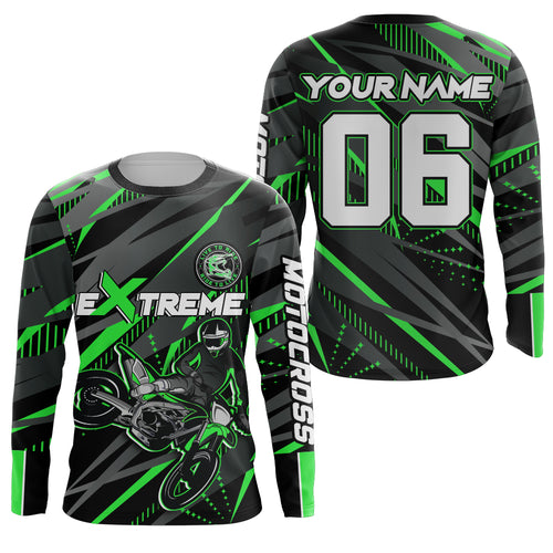Green Motocross Racing Jersey Kid Women Men Upf30+ Youth Dirt Bike Off-Road Shirt XM54