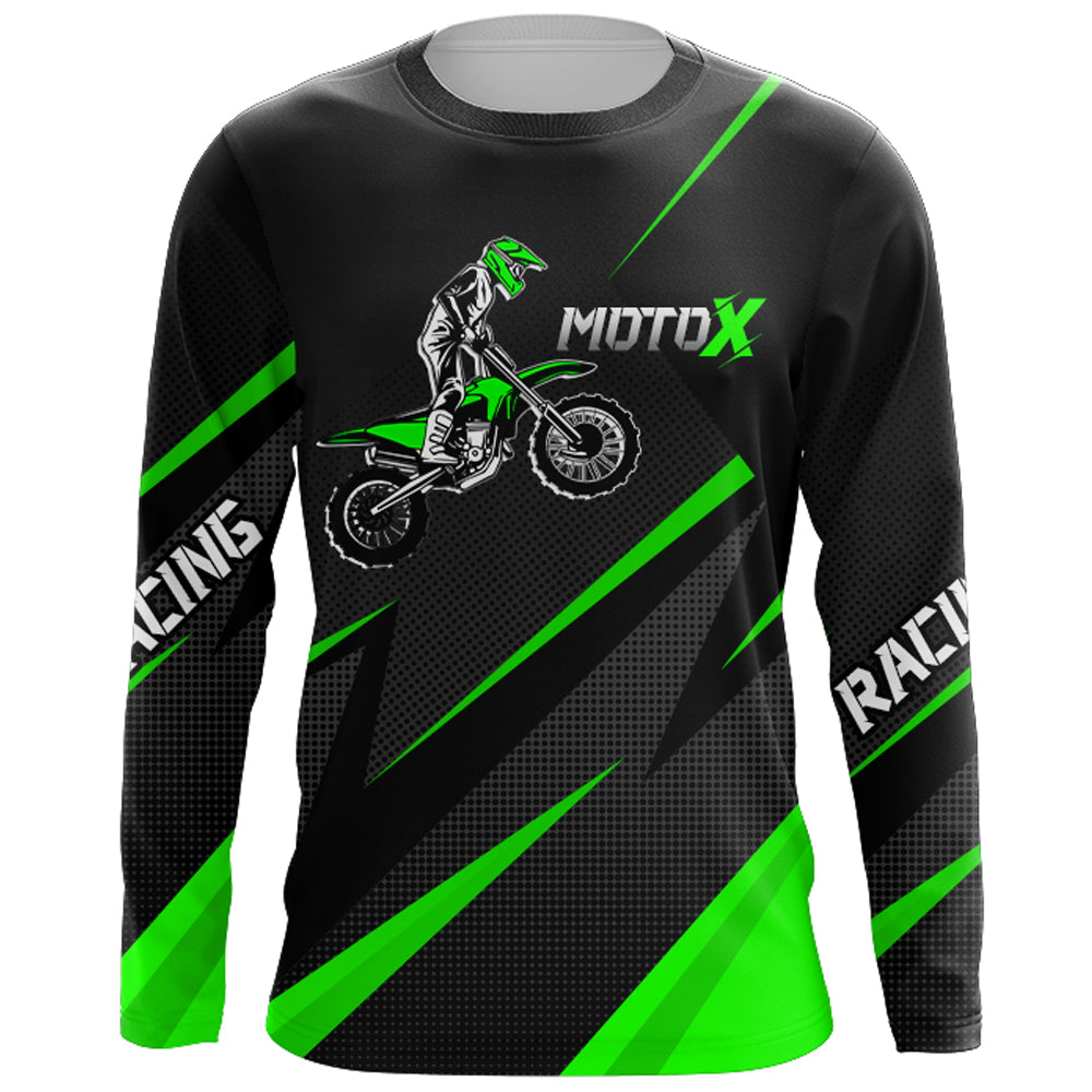 Motocross Racing Jersey Green Men Kid Upf30+ Dirt Bike Shirt Off-Road Racing Jersey XM248