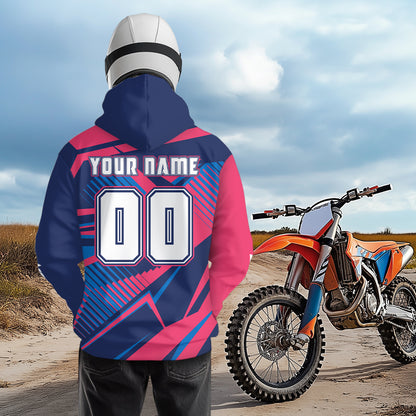Custom Pink and Blue ATV Motocross Hoodie for Men Women Quad Shirt ATV Hoodie MHATV19
