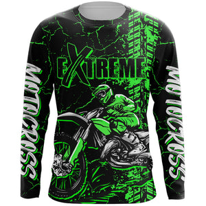 Motocross Racing Shirt Men Youth UPF30+ Dirt Bike Jersey Green MX Off-Road Long Sleeve XM136