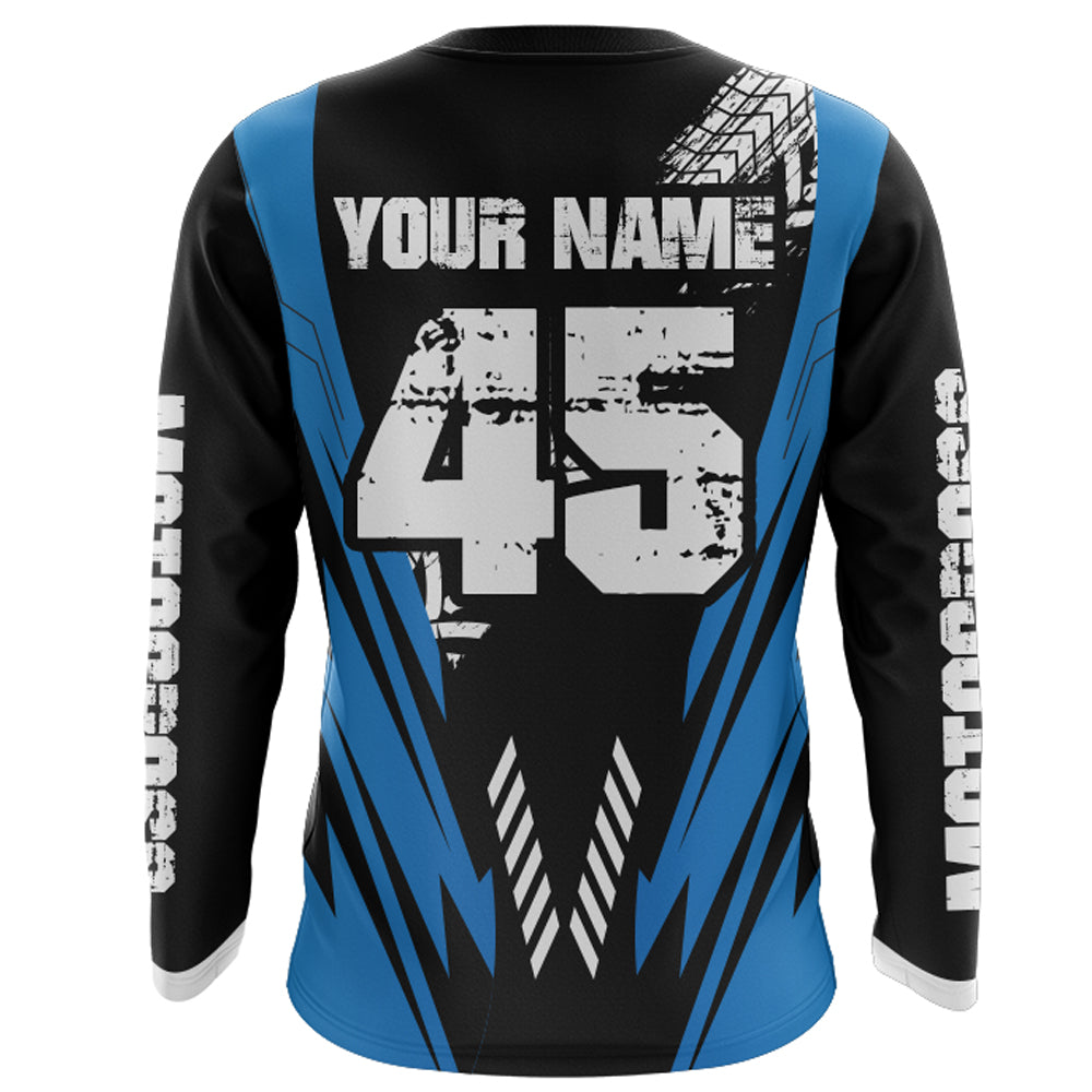 Motocross Racing Jersey Blue Youth Men Kid UPF30+ Dirt Bike Shirt Off-Road Motorcycle Shirt XM211