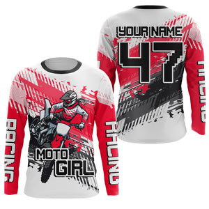 Motocross Racing Jersey Pink Girl Women UPF30+ Dirt Bike Shirt Off-Road MX Racing Jersey XM219