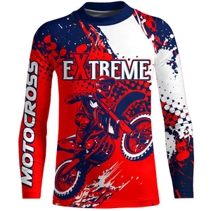 Red Motocross Jersey Personalized UPF30+ Dirt Bike Shirt Youth Men Kid MX Racing Off-Road Motorcycle XM88