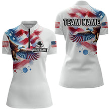 Load image into Gallery viewer, Patriotic Eagle Bowling Shirts American Flag Bowling Polo &amp; 1/4 Shirt for Men Women MBL12