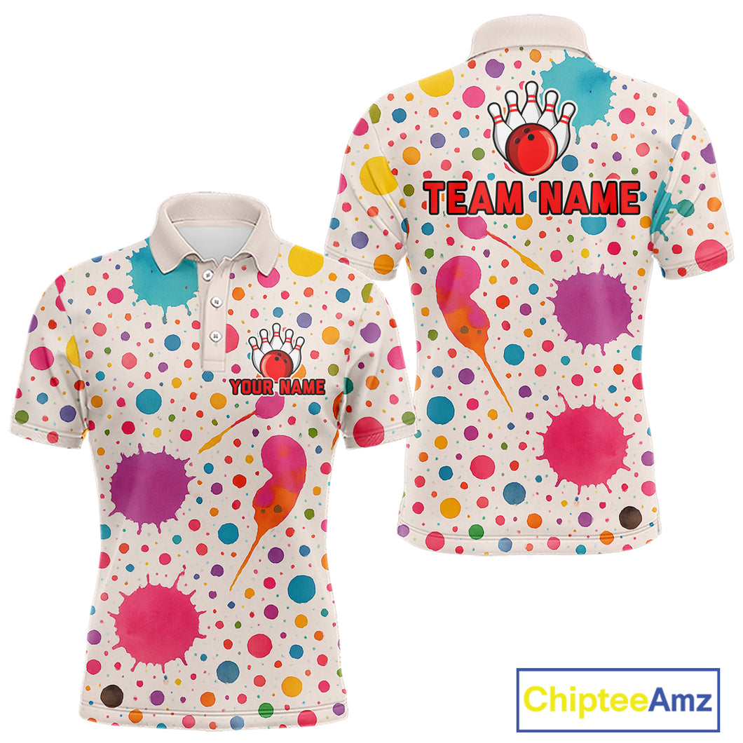 Ink Watercolor Pink Bowling Shirt for Men Women Custom Team Bowling Jerseys MBL103