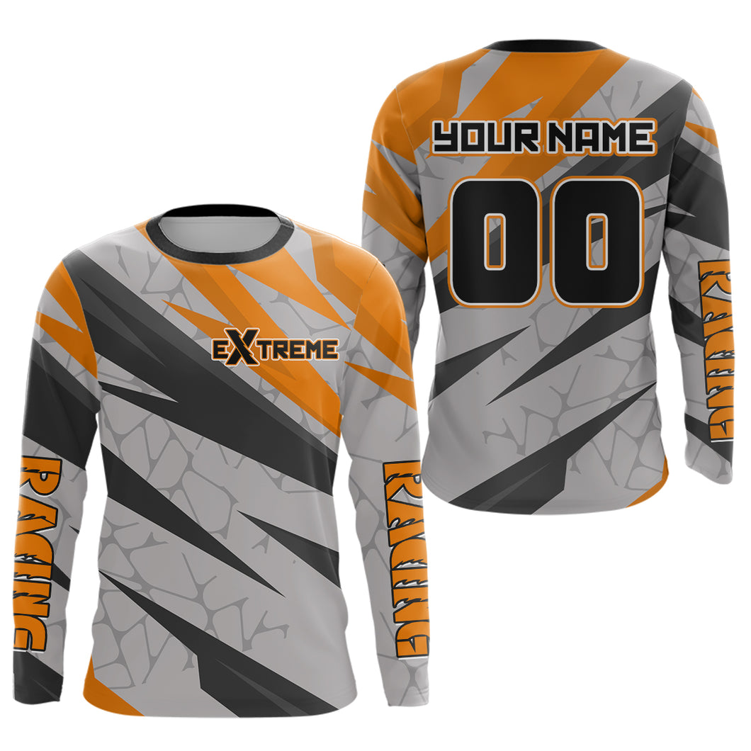 Custom Motocross Jersey Orange Dirt Bike Jersey for Men Kid Women Long Sleeves Upf30+ XM352