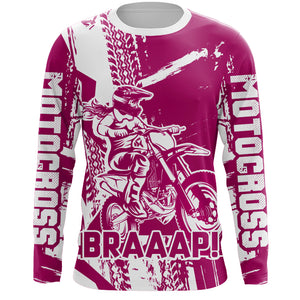 Custom Motocross Jersey Pink Dirt Bike Shirt UPF30+ Youth Motorcycle Racing Girls Off-road Jersey XM197