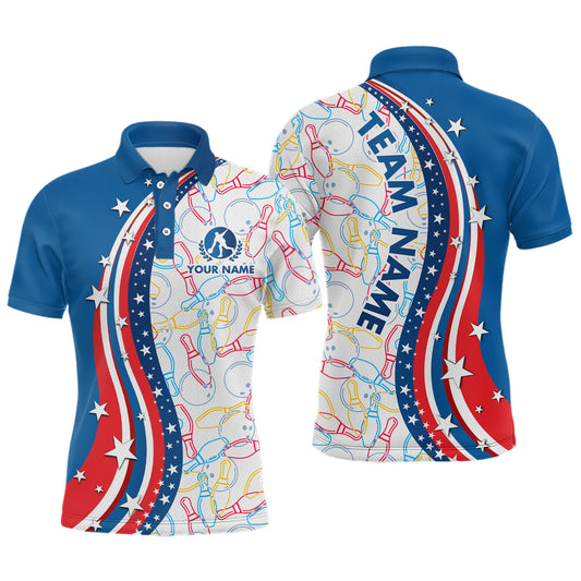 Patriotic Bowling Shirt for Men Women Team Custom Bowling Polo Shirt & 1/4 Zip Shirts MBL22