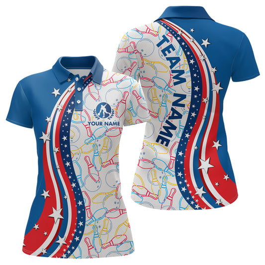 Patriotic Bowling Shirt for Men Women Team Custom Bowling Polo Shirt & 1/4 Zip Shirts MBL22