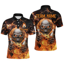 Load image into Gallery viewer, Skull Bowling Shirt Custom Thunder Flaming Bowling Jersey for Men Women Team MBL85