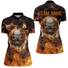 Load image into Gallery viewer, Skull Bowling Shirt Custom Thunder Flaming Bowling Jersey for Men Women Team MBL85