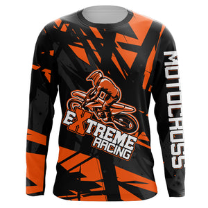 Motocross Racing Shirt Dirt Bike Jersey For Men Kid UPF30+ Off-road Racing Jersey Orange XM229