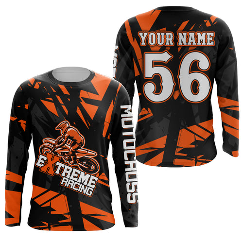 Motocross Racing Shirt Dirt Bike Jersey For Men Kid UPF30+ Off-road Racing Jersey Orange XM229