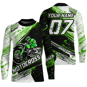 Youth Motocross Jersey UPF30+ Custom Green Dirt Bike Shirt For Men Women Kid Off-road Racing Shirt XM24