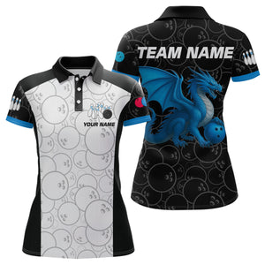 Custom Blue Dragon Bowling Shirts for Men Women Team Bowling Polo & Quarter Zip MBL86