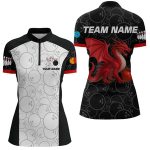 Custom Red Dragon Bowling Shirts for Men Women Team Bowling Polo & Quarter Zip MBL86