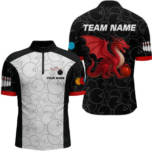 Custom Red Dragon Bowling Shirts for Men Women Team Bowling Polo & Quarter Zip MBL86