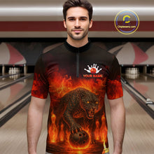 Load image into Gallery viewer, Custom Leopard Bowling Shirts for Women Men Team Bowling Polo and Quarter Zip MBL145