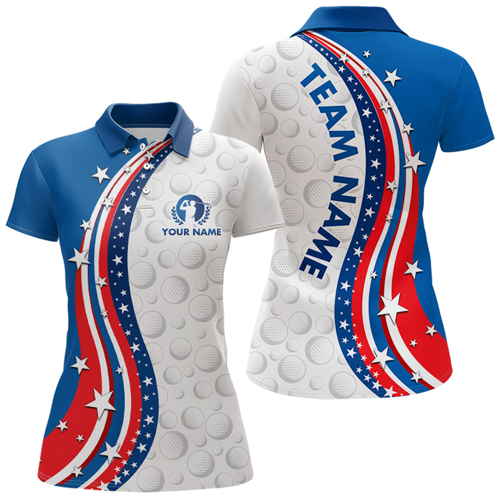 Patriotic American Golf Polo Shirt for Men Women Custom Golf Shirts Blue Golf Apparel MMG27
