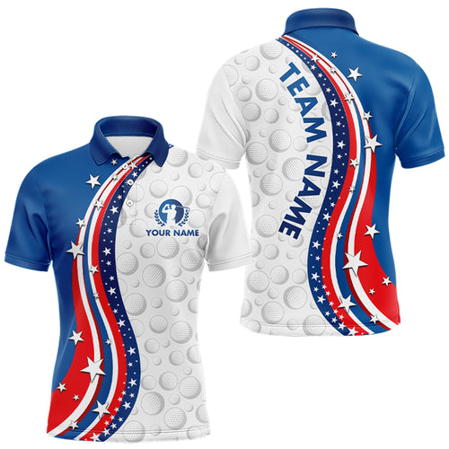 Patriotic American Golf Polo Shirt for Men Women Custom Golf Shirts Blue Golf Apparel MMG27
