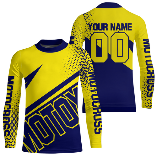 Blue Yellow Motocross Racing Jersey Dirt Bike Shirt Men Kid Women Motorcycle Shirt XM364