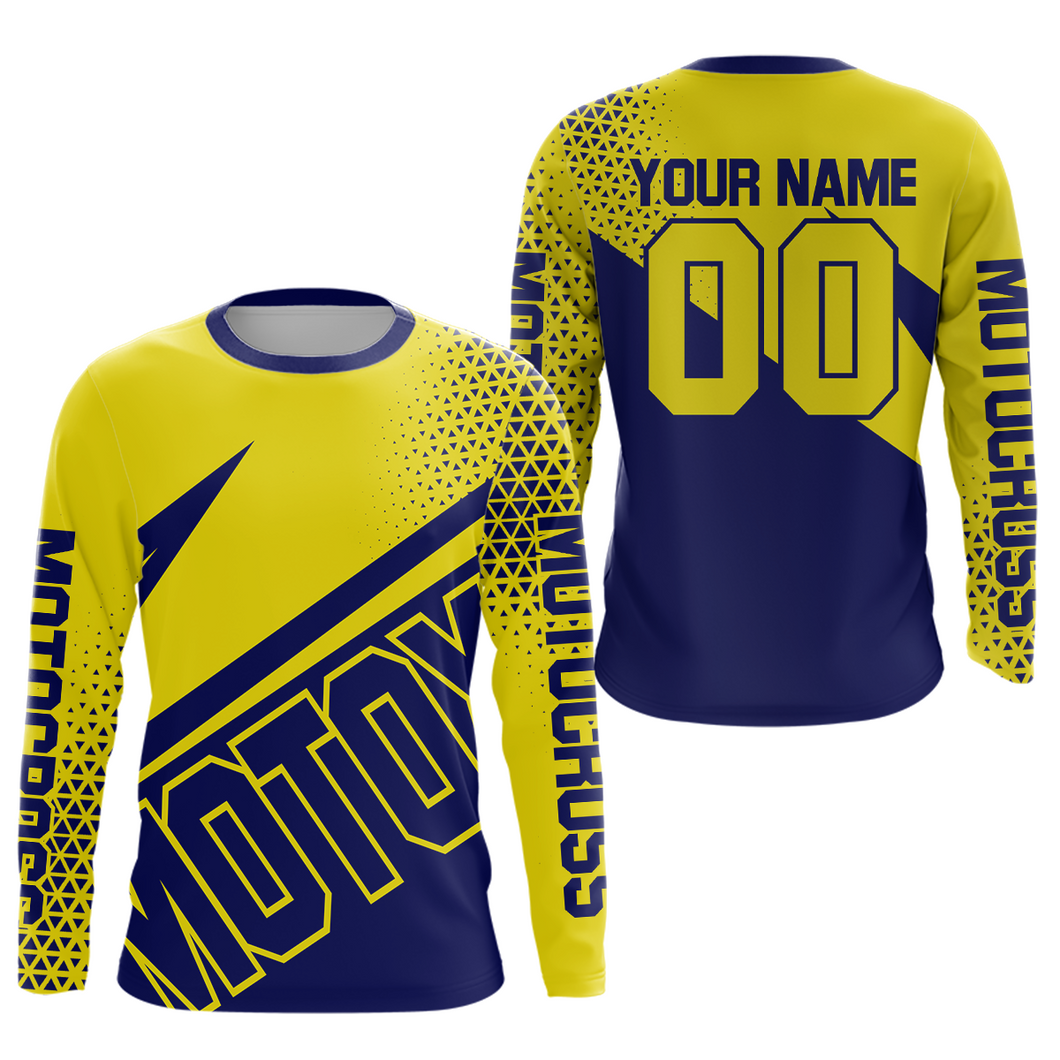 Blue Yellow Motocross Racing Jersey Dirt Bike Shirt Men Kid Women Motorcycle Shirt XM364