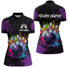 Load image into Gallery viewer, Custom Purple Watercolor Bowling Shirts for Men Women Team Funny Bowling Jersey MBL45