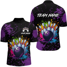 Load image into Gallery viewer, Custom Purple Watercolor Bowling Shirts for Men Women Team Funny Bowling Jersey MBL45