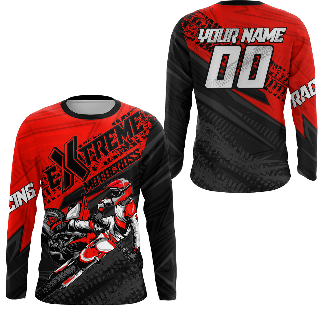 Red Motocross Racing Jersey Upf30+ Kid Men Women Dirt Bike Shirt Off-road Jersey XM285