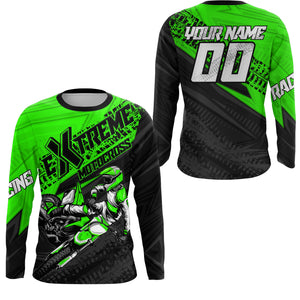 Green Motocross Racing Jersey Upf30+ Kid Men Women Dirt Bike Shirt Off-road Jersey XM285