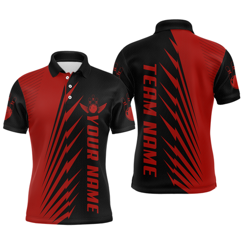 Custom Red Bowling Shirts for Men Women Team Bowling Polo & 1/4 Zip Shirt MBL48