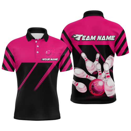 Pink Bowling Shirt Custom Bowling Jersey for Men Women Bowling Polo&1/4 Zip Shirts MBL51