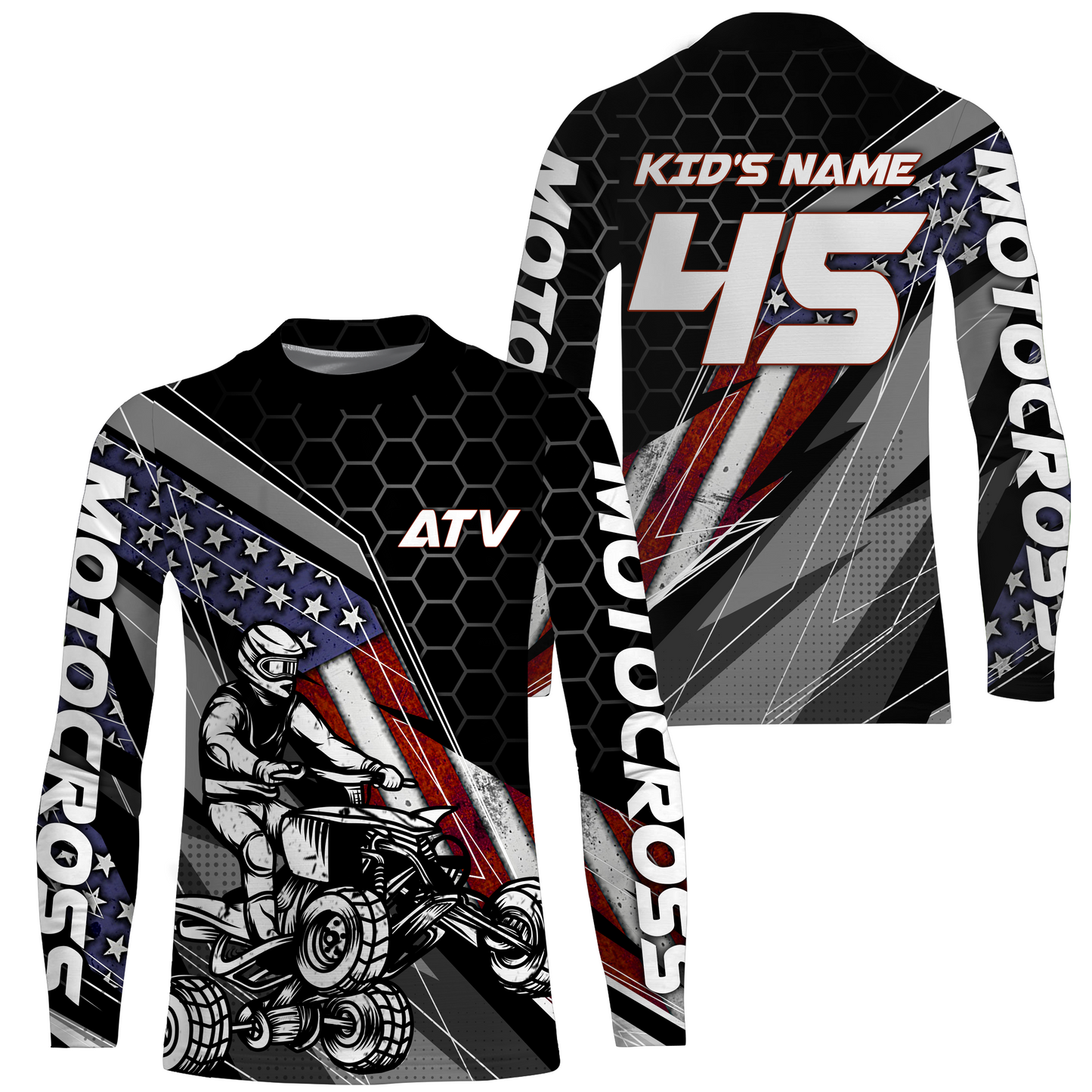 ATV Motocross Jersey UPF30+ ATV Quad Bike Shirt Men Kid American Flag ATV Racing Jersey MX29